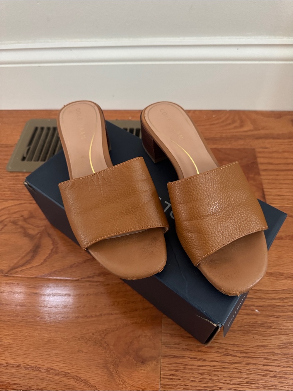 Cole Haan Tan Leather Slide Mules